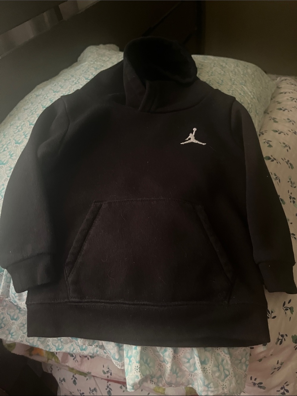Jordan Black Kids Pullover Hoodie with White Jumpman